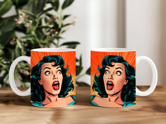 teetasse kafeetasse becher keramik retro girl