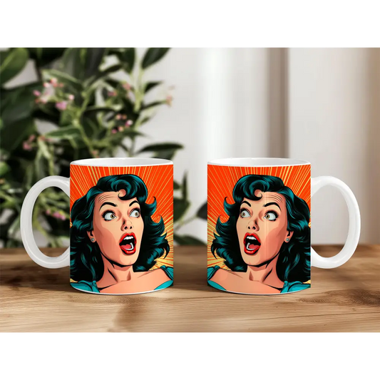 teetasse kafeetasse becher keramik retro girl