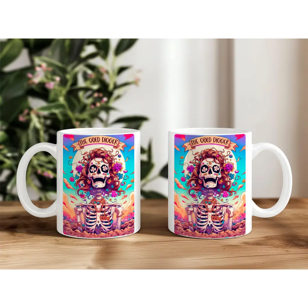 teetasse kafeetasse becher keramik skull skurill skelett the gold digger