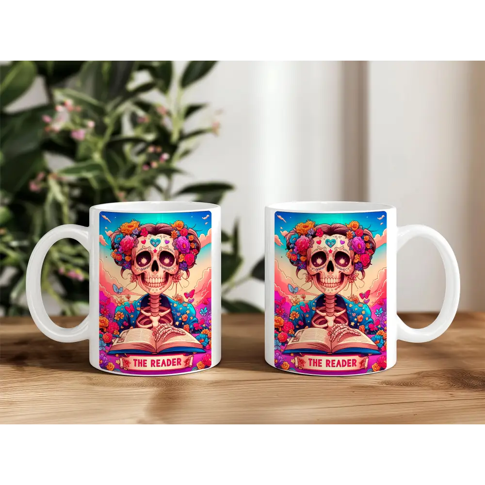 teetasse kafeetasse becher keramik skull skurill skelett the reader