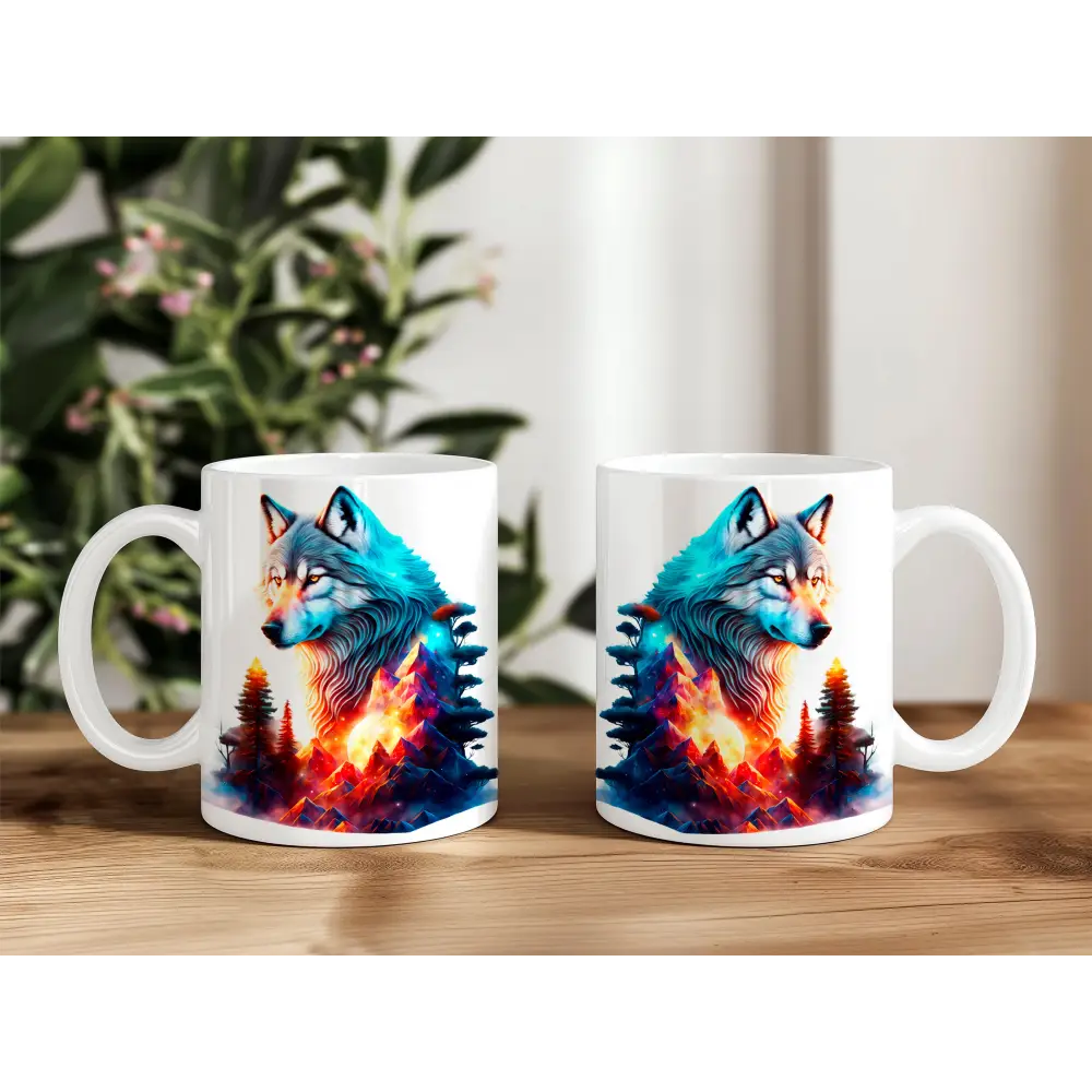 teetasse kafeetasse becher keramik wolf